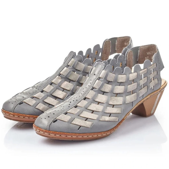 Rieker Sina Azure Grey Mini Heels - Picture 1 of 8